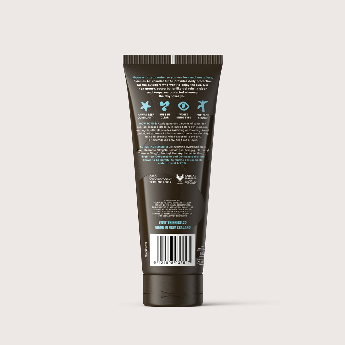 Skinnies All Rounder SPF50 200ml - back of pack